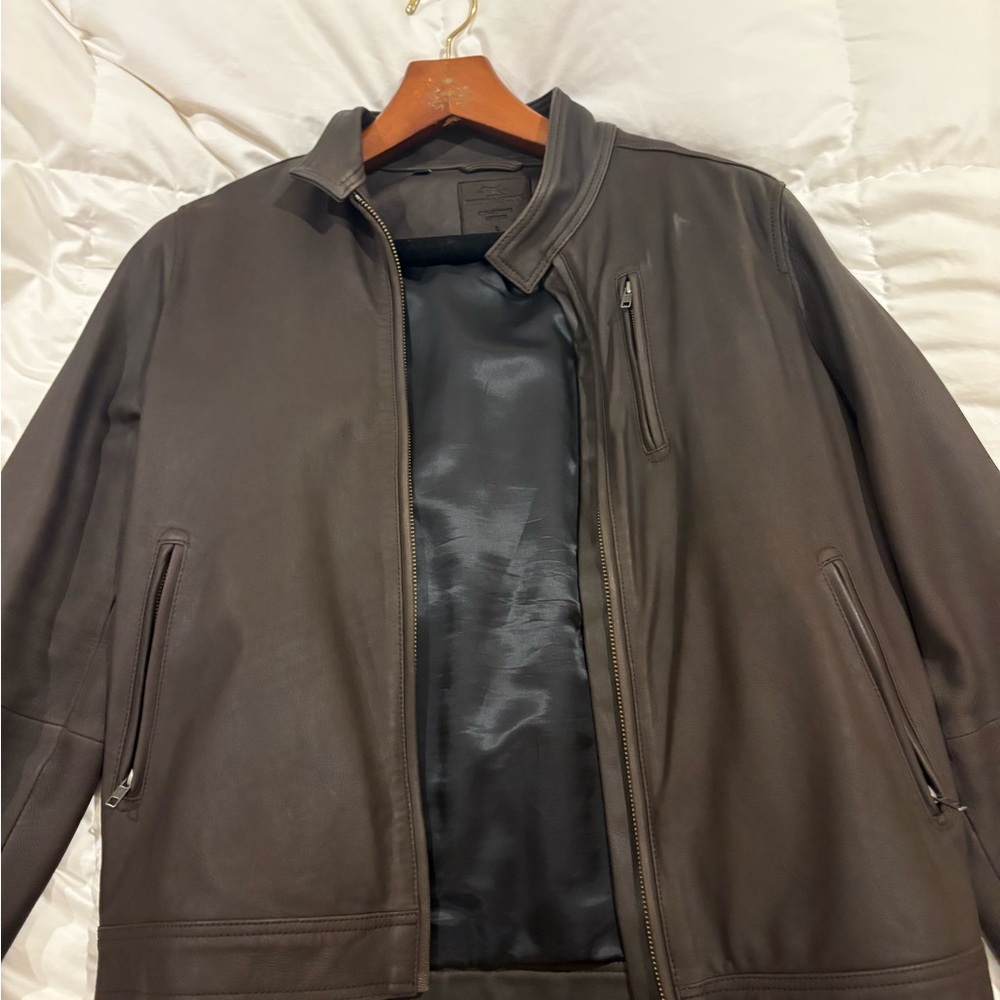Rodd & Gun Brown Leather Moto Jacket - sz L